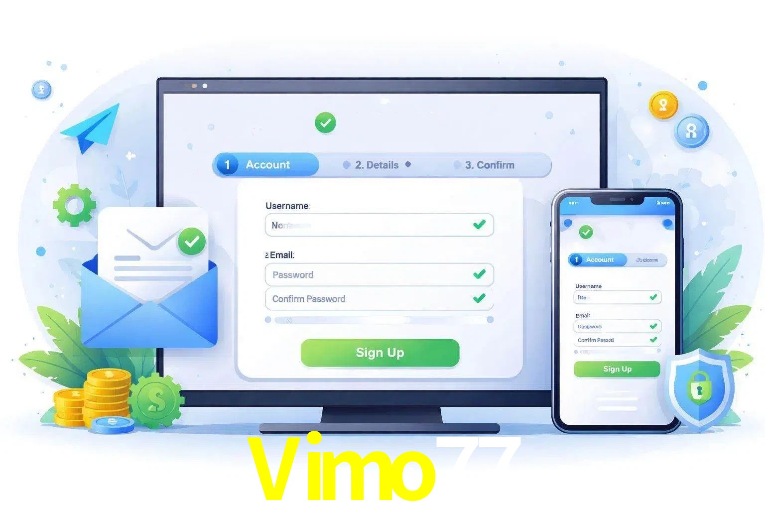 Registro de nuevo usuario y configuración de cuenta Vimo77